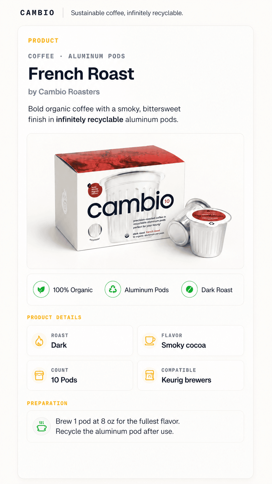 Cambio French Roast product module concept